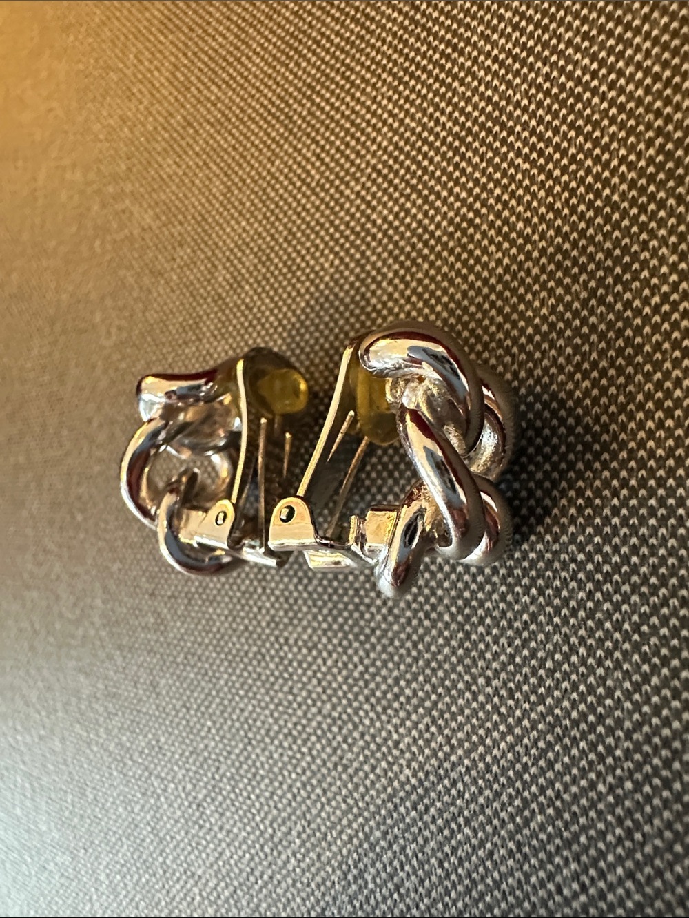 Christian Dior Twisted Knot Clip-On Earrings in Shiny Silver Tone - Picture 5 of 6
